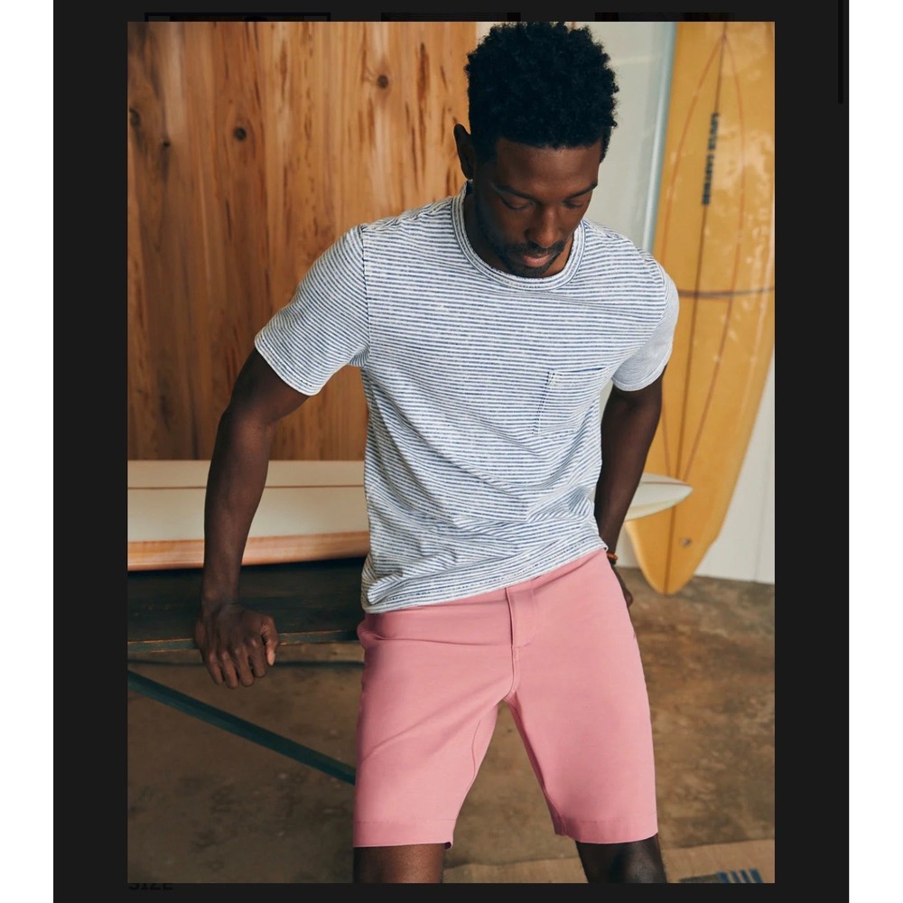 FAHERTY All Day Shorts Size 30 Faded Flag Pink NEW Casual Preppy Coastal Spring